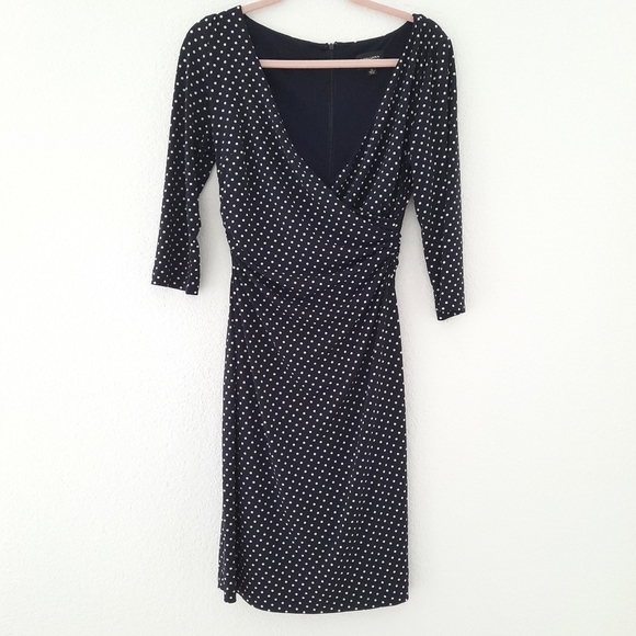 Adrianna Papell Vintage Style Polka Dot Dress 10 - Picture 1 of 6